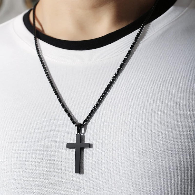 RS Cross Necklace for Men Boys Women 16-24 Inches Stainless Steel Cross Pendant Chain Religious Gift - Image 4